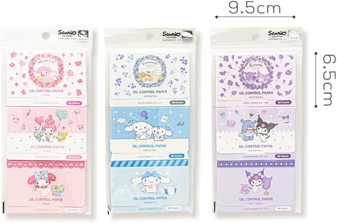 Cinnamoroll's Green Tea Extract Facial Oil Blotting Paper 150 Sheets - Officially Licensed - Packaged in Portable Casing