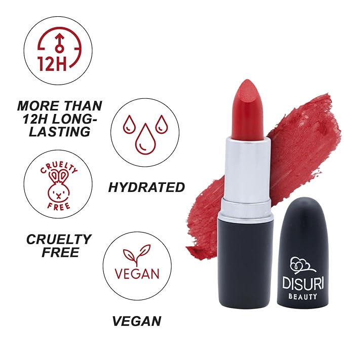 Matte Bullet Long Wear Lipstick - Vegan and Cruelty-Free - Smudge and Waterproof Matte Lipstick with Moisturizing Formula - All Day Comfort - (Crimson Luxe #11)
