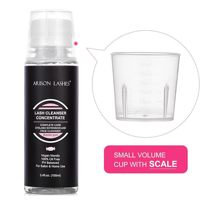 Eyelash Cleanser Concentrate 100ml Lash Extensions Shampoo Natural Foaming Cleanser DIY Non-lrritating Wash for Extensions Lashes with Salon Home Care-Makes 20 Bottles 60ml lash Shampoo (Bubble gum)
