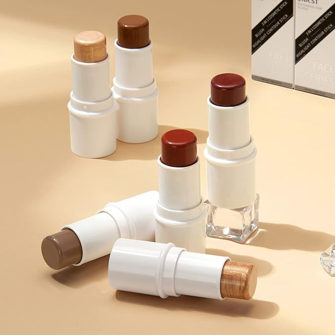 Matte Cream Blush Stick for Cheeks, Eyes & Lips - Waterproof, Long Lasting (07 Rose)