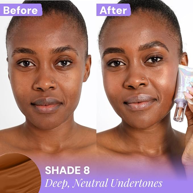 Naked Sundays BeautyScreen™ SPF 50 Mineral Peptide Foundation Tint – 2-in-1 Skin Tint & Mineral Sunscreen | Radiant, Buildable Coverage, Acne-Safe, Infused with Peptides (8 Golden Mahogany, 1.01 oz)