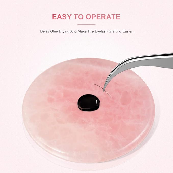 Beaupretty 5 Pieces Grafted Eyelash Jade Stones Eyelash Extension Pallet Holder Round Pallet Pad Resin Nail Art Plate Palette Makeup Palette (Pink)