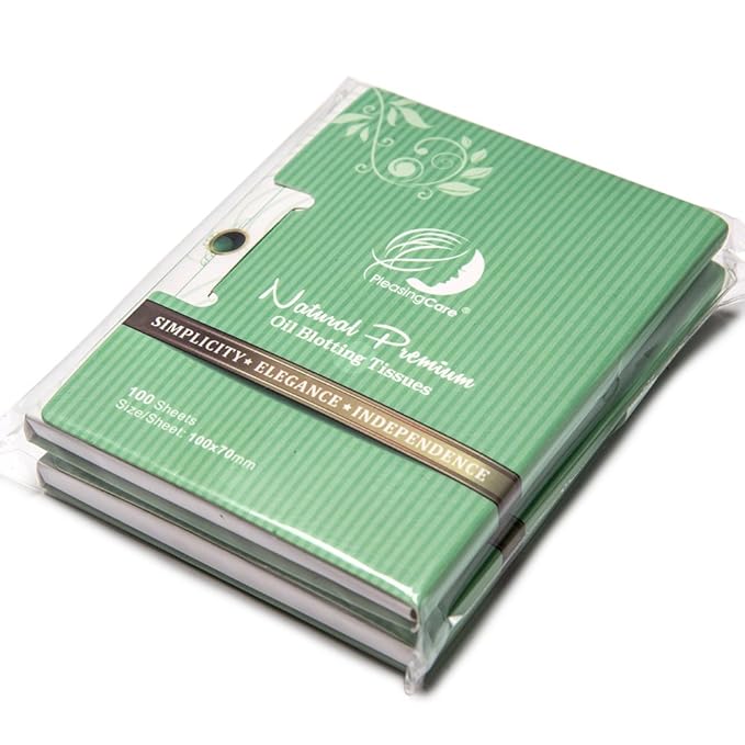 Natural Green Tea Oil Absorbing Tissues - 100 Counts, Premium Face Oil Blotting Paper - Take Only 1 Piece Each Time Design - Large 10cmx7cm Oil Absorbing Sheets, No Waste and Easy to Carry in Pocket!