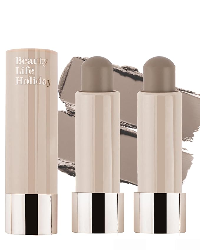 Cream Contour Stick, 2pcs Cool Toned Contour Stick Matte Finish Bronzer Stick Blendable Smooth Lightweight,Waterproof & Long Lasting Face Shaping Contouring Women Makeup for Beginners,Cruelty-free-01