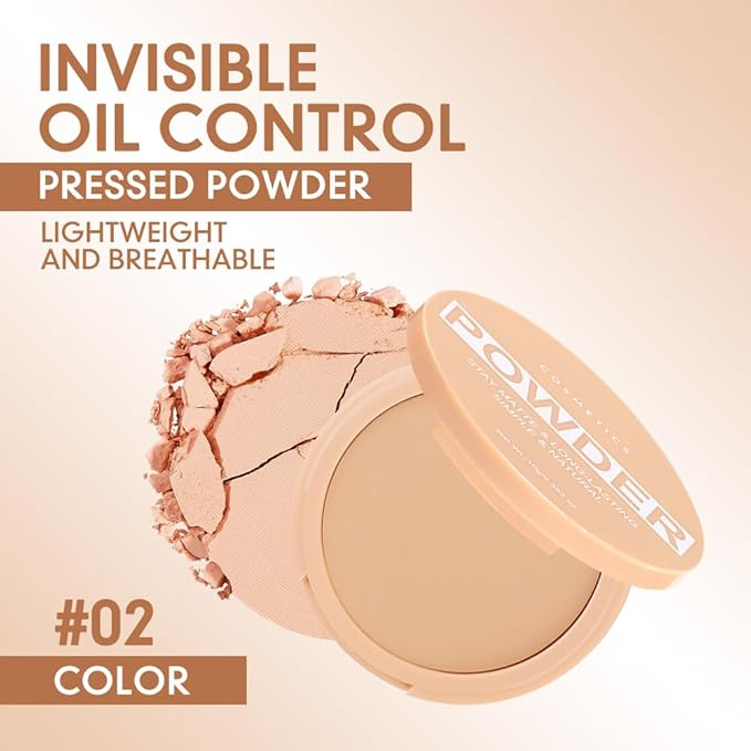 Pressed Matte Face Powder Makeup & Setting Powder for Poreless Wrinkle Blurring Contour Concealer Finishing,Lightweight,High Coverage,Shine Control (Brown-Matte-02, 1.71OZ (Pack of 1))