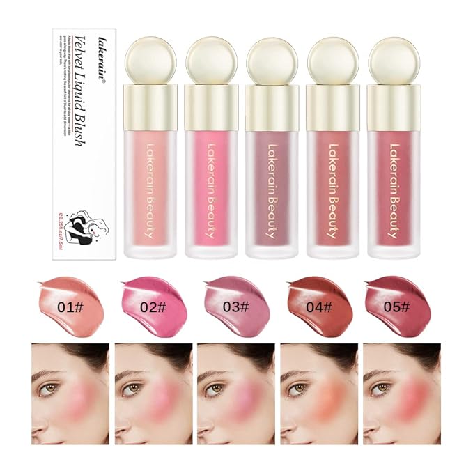 Liquid Blush For Cheeks, Soft Velvet Cream Blush Face Blush Makeup, Pink Blush Red Blush Skin Tint, Natural-Looking Matte Finish Makeup Blush Stick, Waterproof&Long Lasting Dewy Cheek Tint, Moisturizing&Lightweight Blendable Feel Blush Makeup (1#)