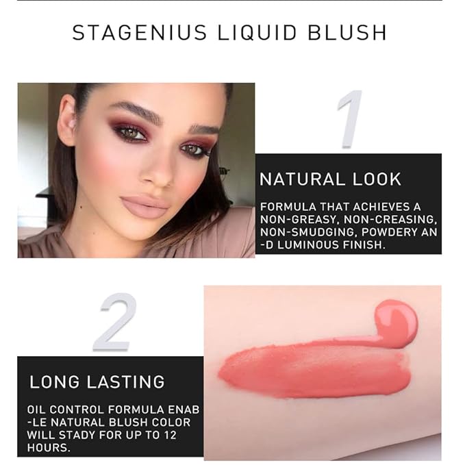 VERONNI Shimmer Juice Liquid Blusher Long Lasting Lightweight Moisturizing Liquid Cheek Blush Waterproof Natural Cream Blush for Cheeks Smooth Makeup Blush (403)