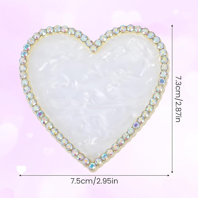 Resin Nail Art Palette Nail Painting Mixed Color Palette Gold Edge Nail Holder Display Board Heart Rhinestone DIY Makeup Pallet Polish Gel Color Mixing Tray Cosmetic Mixing Tools Valentine's Day