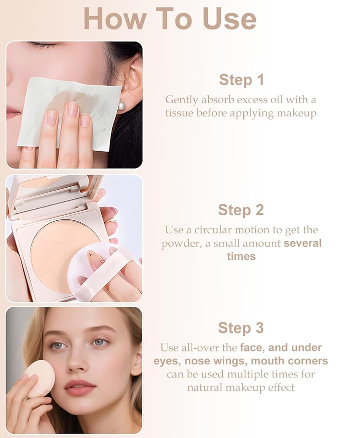 Pressed Mineral Powder Foundation Palette 4-in-1 SPF 35 Concealer Setting Makeup Matte Finish Lightweight Buildable Coverage Oil Control Sun Protection for Women Daily Use