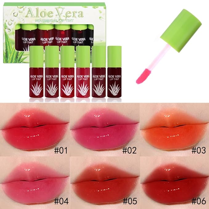 Yasovigi Korean Lip Tint Stain Set, 6 Colors Lip Gloss Watery Lip Stain Moisturizing Mini Liquid Lipstick, Multi-use Lip and Cheek Tint, Lip Makeup Non-Sticky, High Pigment (Type A)