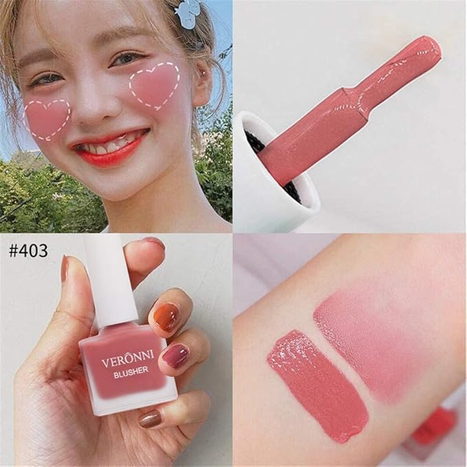 VERONNI Shimmer Juice Liquid Blusher Long Lasting Lightweight Moisturizing Liquid Cheek Blush Waterproof Natural Cream Blush for Cheeks Smooth Makeup Blush (403)