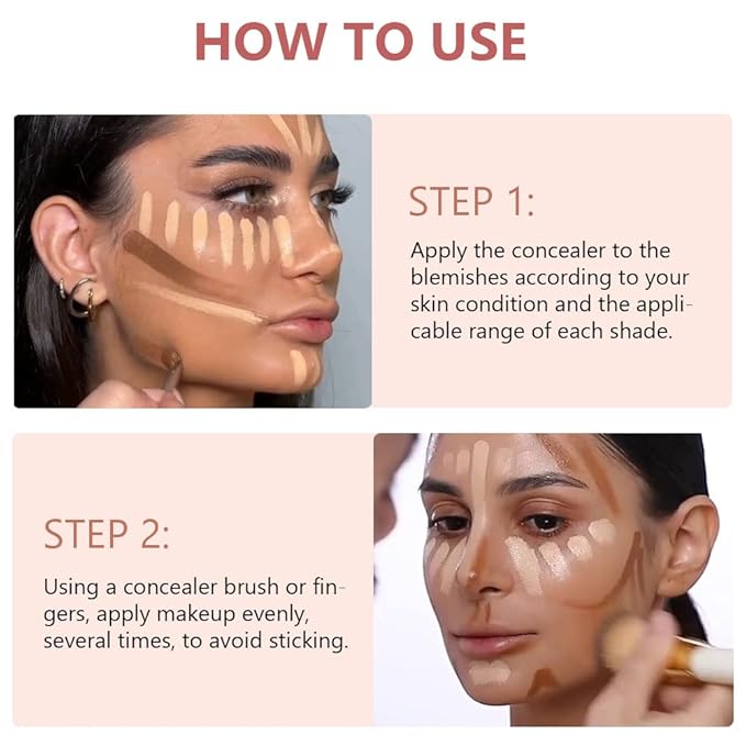 A3 6 Color Correcting Concealer Palette With Concealer Brush, Cream Contouring Makeup Kit, Corrects Dark Circles, Red Marks, Scars, Light to Medium or Creamy Finish