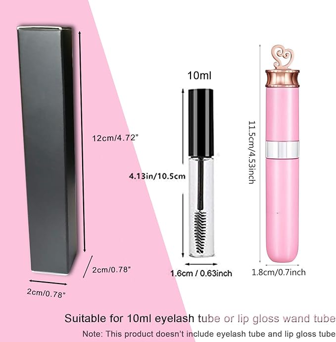 50 Pcs Empty Lip Gloss Box 4.72x0.78x0.78 inch Mascara Tube Packaging Matte Texture Black Lipgloss Kraft Paper Case Glaze Balm Organizer Storage DIY Make-up Sample Luxury Holder Wrapping
