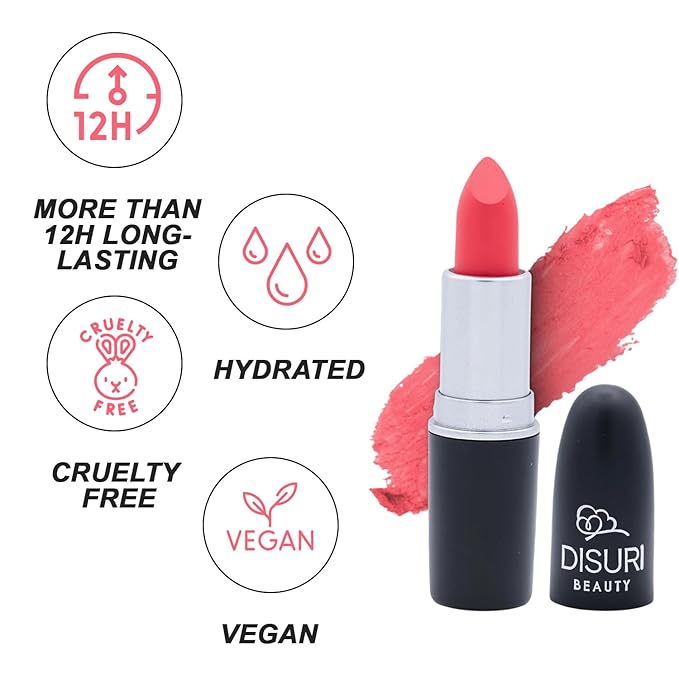 Matte Bullet Long Wear Lipstick - Vegan and Cruelty-Free - Smudge and Waterproof Matte Lipstick with Moisturizing Formula - All Day Comfort - (Peachy Bliss #09)