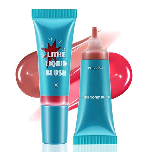 2 Pcs Liquid Blush, Long-lasting Liquid Blush for Cheeks and Eyes, High-pigment Color Lightweight Glowy Natural Facial Contouring