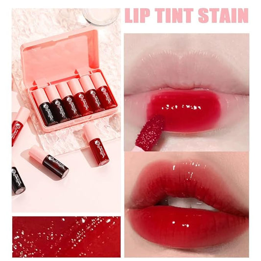 6 Colors Lip Tint Stain Set, Korean Velvet Watery Lip Stain Moisturizing Mini Liquid Lipstick, Multi-use Lip and Cheek Tint, Long lasting Non-Stick Cup Waterproof, Lip Color Makeup