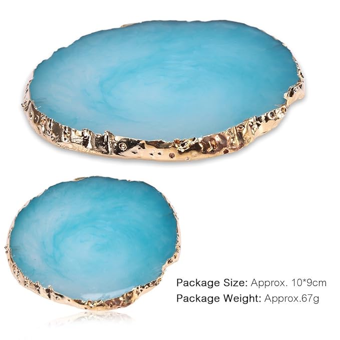 Nail Art Plate, Resin Stone Gel Polish Holder Makeup Mixing Palette Drawing Color Palette Nail Art Display Cosmetic Mixing Set Nail Tips Painting Tray (Blue)