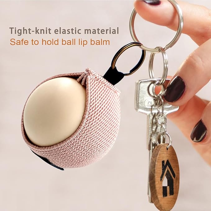 WKieason Lip Balm Holder Sleeve with Keychain Lipstick Sleeve Holder Tight-knit Elastic Holder for Ball Lip Balm Lipstick Holder Keychain (Blackx3)