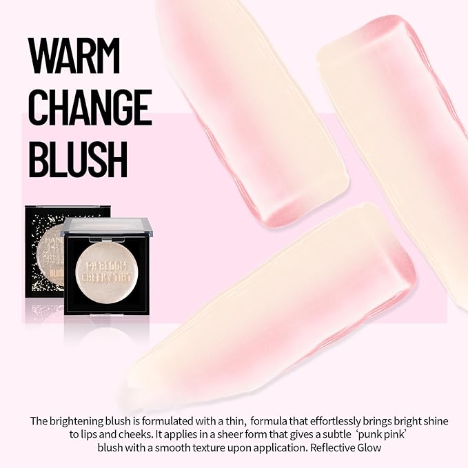 Color Changing Blush Jelly Cream PH Temperature Change Magic Gloss Blusher for Cheek Eye and Lip Longlasting Blendable Moisturizing Shimmer Dewy Glow Finish Blush Tinted Palette Makeup