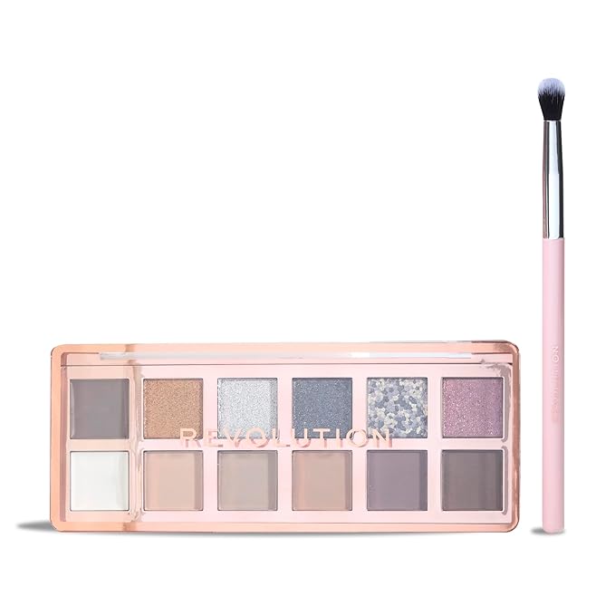 Revolution Beauty The Rebel Icon Eyeshadow Palette Gift Set, Holiday Set with Smokey Icon Eyeshadow Palette & Eye Blending Brush, Vegan & Cruelty-Free