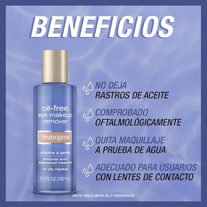 Neutrogena Oil-Free Liquid Eye Makeup Remover, Residue-Free, Non-Greasy, Gentle & Skin-Soothing Makeup Remover Solution with Aloe & Cucumber Extract for Waterproof Mascara, 5.5 fl. Oz (Pack of 4)
