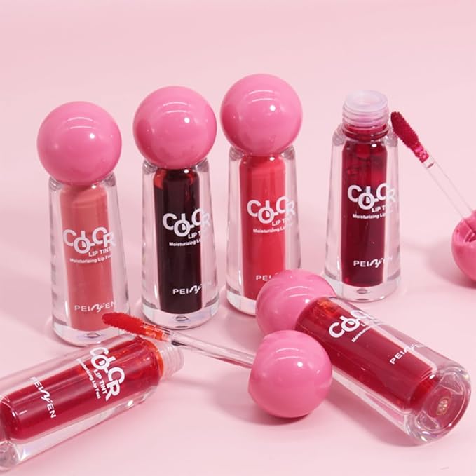 Pack of 6 Lip Tint Set, 6 Colors Berry Colors Lip Tint Set, Can be Used as Liquid Blush for Cheeks, Long Lasting and Waterproof, Not Easy to Fade, Create Watery Charming Pout