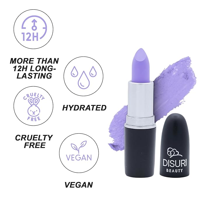 Matte Bullet Long Wear Lipstick - Vegan and Cruelty-Free - Smudge and Waterproof Matte Lipstick with Moisturizing Formula - All Day Comfort - (Lavender Lust #13)