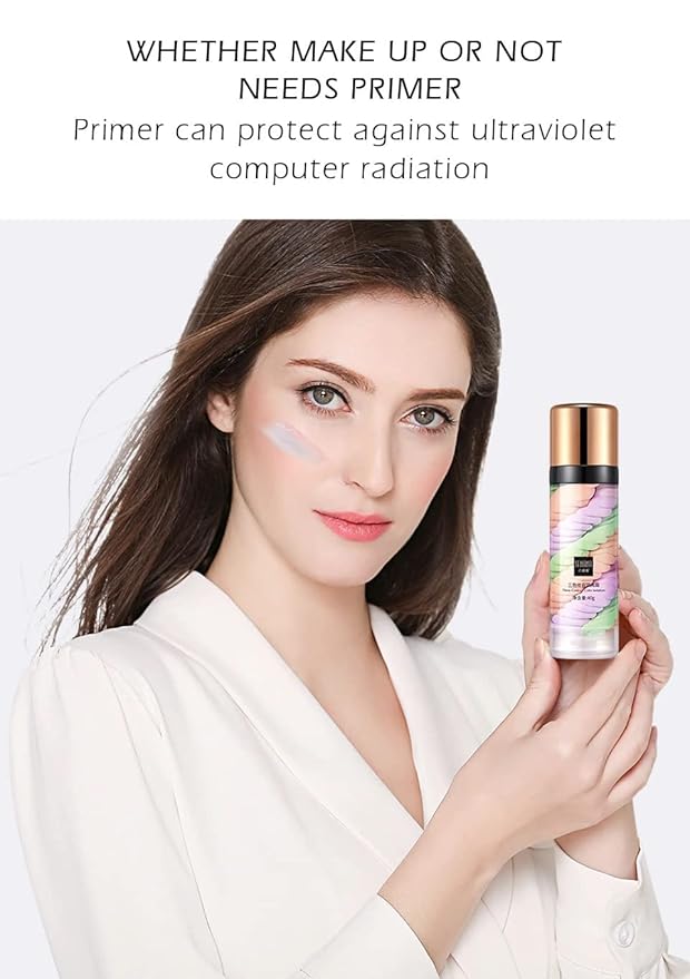 One Step Color Corrector Tri-Color contour Isolation Cream Skin Tone Correcting & Brightening Makeup Primer Neutralizing Dark Circles & Veins Correcting Redeness for Glowing, Flawless Makeup (1 Pack)