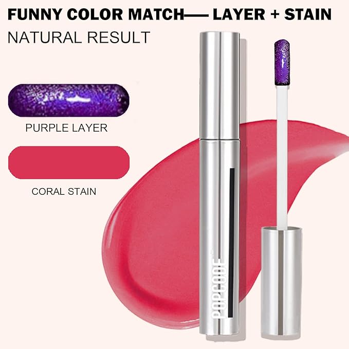 Peel Off Lip Stain - Long Lasting, Transfer Proof and Waterproof Tattoo Lip Tint, Matte Finish Lip Stain Peel Off, Infused with Vitamin E & Algin & Hydroxyacetophenone, #002 Coral