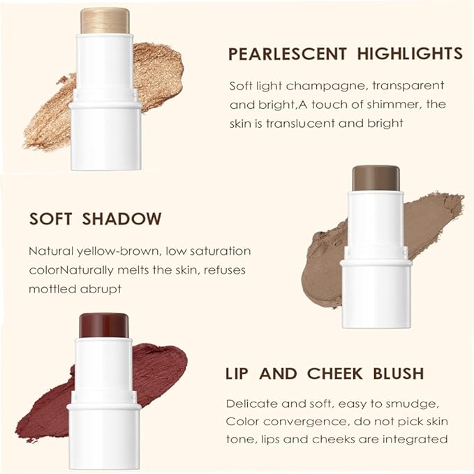 Matte Cream Blush Stick for Cheeks, Eyes & Lips - Waterproof, Long Lasting (07 Rose)
