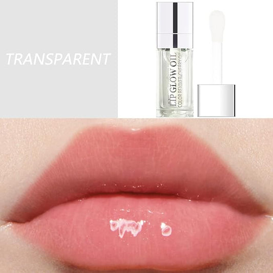 Lip Oil, Hydrating Lip Gloss Tinted Lip Balm Transparent Lip Care, Big Brush Head Glitter Shine, Long Lasting Nourishing Non-sticky Fresh Texture