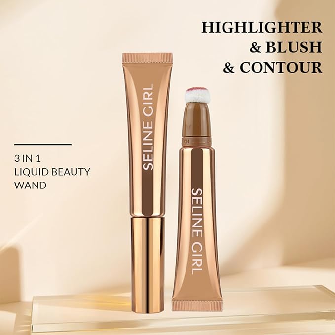 3-IN-1 Liquid Contour Stick, Highlighter & Blush & Contour Stick, Highlighter Stick Makeup, Multi-purpose Contour Makeup, Cream Contour Long Lasting and Waterproof Cosmetic #09