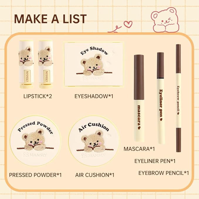 LAMUSELAND Makeup Kit for Women Girls Full Kit, 11 Pieces All in One Professional Makeup Gift Set for Beginner, include Lip Gloss, Eyebrow, Eyeliner, Eyeshadow, Blush, BB Cream (D)