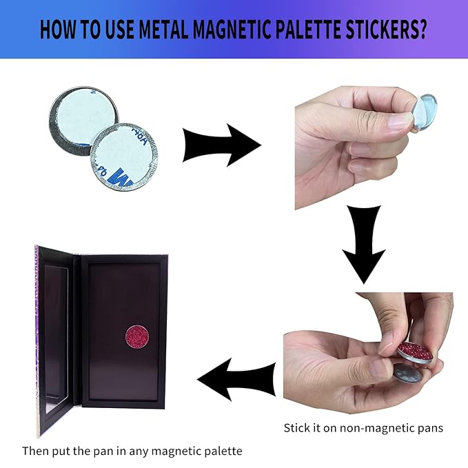 105Pcs Metal Stickers for Magnetic Palette Set, Include 1pcs Makeup Depotting Spatula,52pcs Round Metal Stickers+52pcs Square Metal Stickers, for Non-magnetic eyeshadow pan