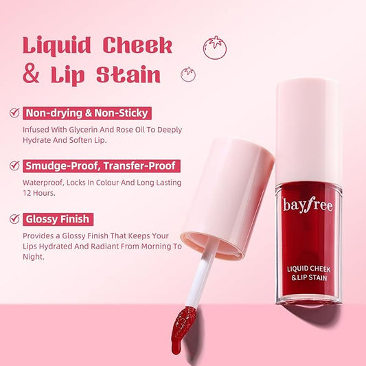 Liquid Cheek & Lip Stain, Korean Lip Tint with Moisturizing & Weightless, Non-Sticky, Long-Lasting, Kiss-proof, All Long-wearing, Vegan Makeup (Tomatoes Red)
