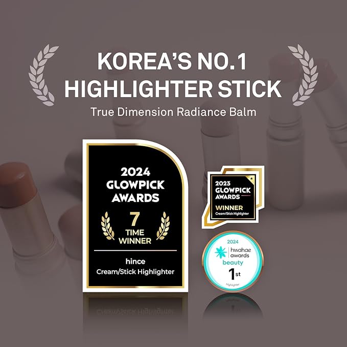 hince True Dimension Radiance Balm 10g - Shimmer Glow Face Highlighter Stick, Translucent Colors, Cream Blush Stick, Glass Skin in a Balm, Korean Beauty, Natural Makeup (DAWN RAY, TP002)