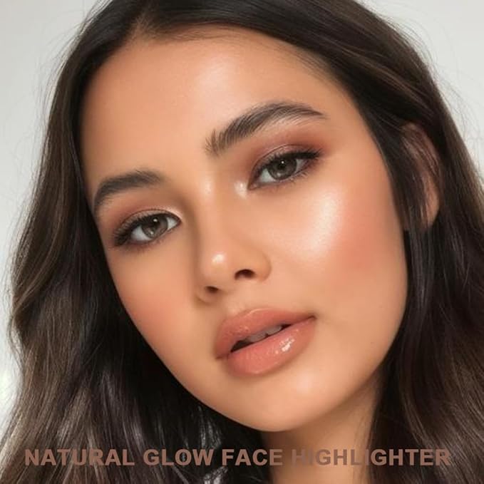 Mysense Face Highlighter Makeup Palette with Mirror & Brush, Highlighting Shimmer Powder Face Illuminator Makeup, Natural Glow Finish, Iluminadores De Maquillaje - Sun Glow