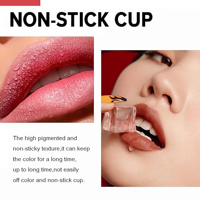 2 Colors Peel Off Lip Stain, Long Lasting Waterproof Matte Lip Tint, Non-Stick Cup Tattoo Lip Gloss, Natural Nude Lip Makeup, Magic Tinted Lip Stain (05#+06#, 2pcs/set)