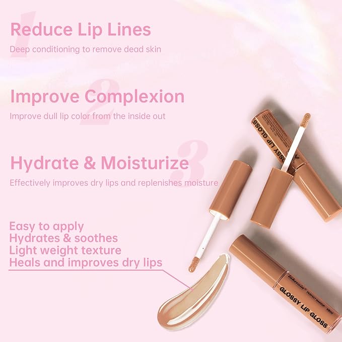 Nude Matte Lip Liner and Lipstick Lip Gloss Combo Set, Long-Lasting Creamy Lip Crayon Moisturizing Glossy Plumping Lip Gloss Lip Glow Oil with Lip Liner Makeup