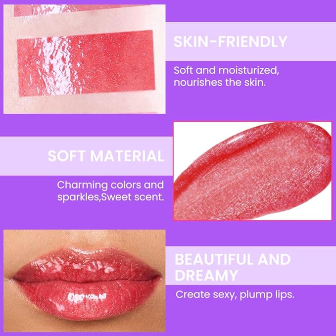 Glitter Liquid Lip Gloss,Ruby Shimmer Lipstick, Waterproof Shimmer Lip Stain Lip Glaze, High Shine Long Lasting Shiny Lip Color Makeup 12#