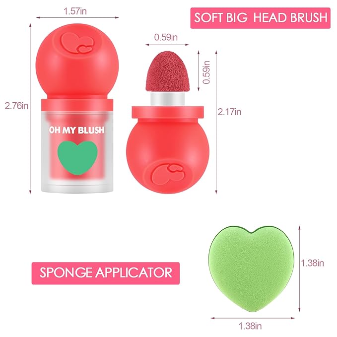 Boobeen Soft Liquid Blush Tint Cheek Blusher, Cream Blush Face Makeup with Cushion Applicator, Long Lasting, Moisturizing, Leaving a Matte Dewy Makeup Look