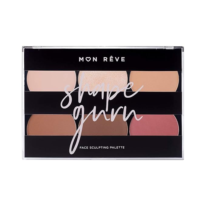Mon Reve Shape Guru - 3-in-1 Face Sculpting Palette with Highlighter, Contour & Blush - Parabens-Free Vegan Mineral Makeup Kit for Light & Dark (03 Deep)
