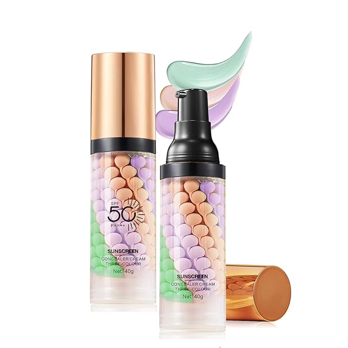 Color Correcting Facial Primer SPF 50 PA+++,3 In 1 Isolation Cream One Step Brightening Primer to Even Skin Tone Primer Oil Control Skin Corrector Face Makeup Base