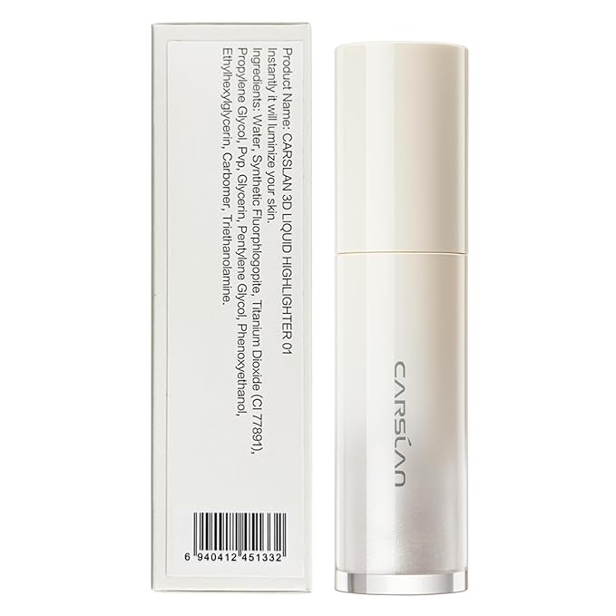 Soft Focus Makeup Powder Waterproof Oil Control Setting Powder 01 and 3D Liquid Highlighter 01, Face Cosmetics Kit, 2Pcs