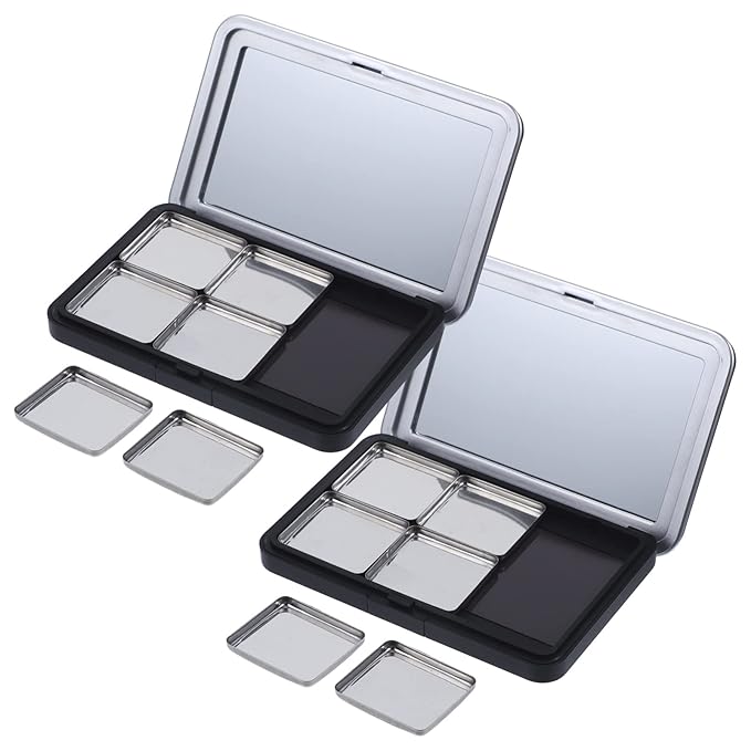 Empty Eyeshadow Palette Magnetic Makeup Palette with Mirror Refillable Eyeshadow Palette Empty Lipstick Pallet Empty Eyeshadow Pans for Eyeshadow Lipstick Blush Powder, 2PCS