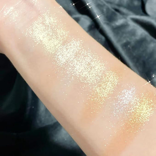 8 Colors Face Highlighter Makeup Palette,Shimmer Glitter Multichrome Highlight Powder,All Sparkling Shades Can Be layered or Worn Individually to Enhance and Brighten Your Face Features