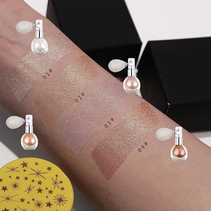 Highlighter Powder Spray Glitter Body Highlighter Spray for Girls Shimmer High Gloss Loose Powder Makeup Mist for Body, Hair, Face and Clothing