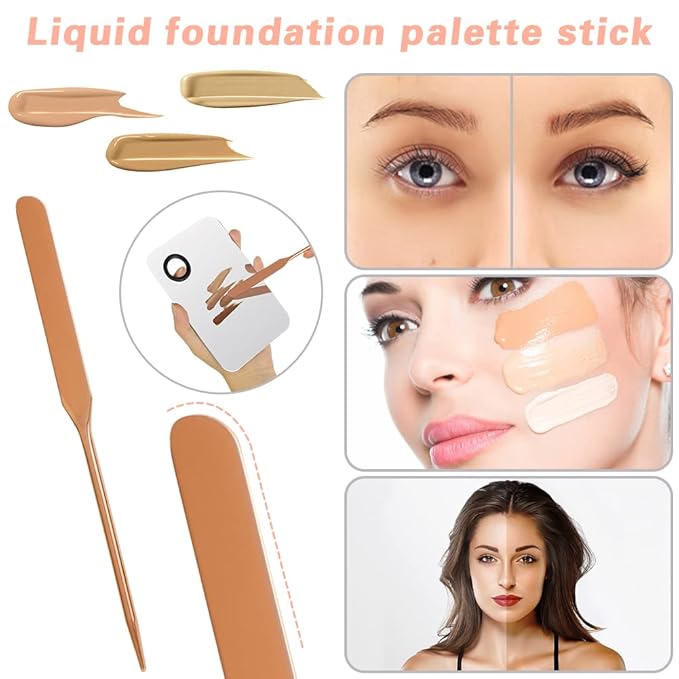 3PCS Stainless Steel Makeup Mixing Palette With Spatula - Professional Cosmetic Artist Tool for Eye Shadow, Eyelash, Nail Art, Foundation