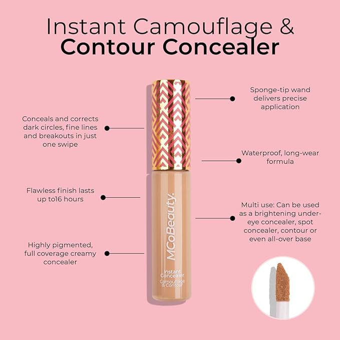 MCoBeauty Instant Camouflage And Contour Concealer - Light, 0.3 Oz - Cruelty-Free, Vegan, Full Coverage, Smooths Skin, Blurs Imperfections, Corrects Dark Circles