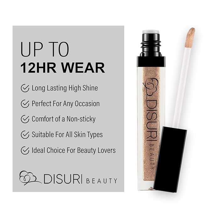 Shimmer Lip Gloss - Non-Sticky Girls Gloss - Long Lasting High Shine - 0.7 FL Oz Gloss for Girls & Women - Cruelty Free - (Pink Gold: S44)